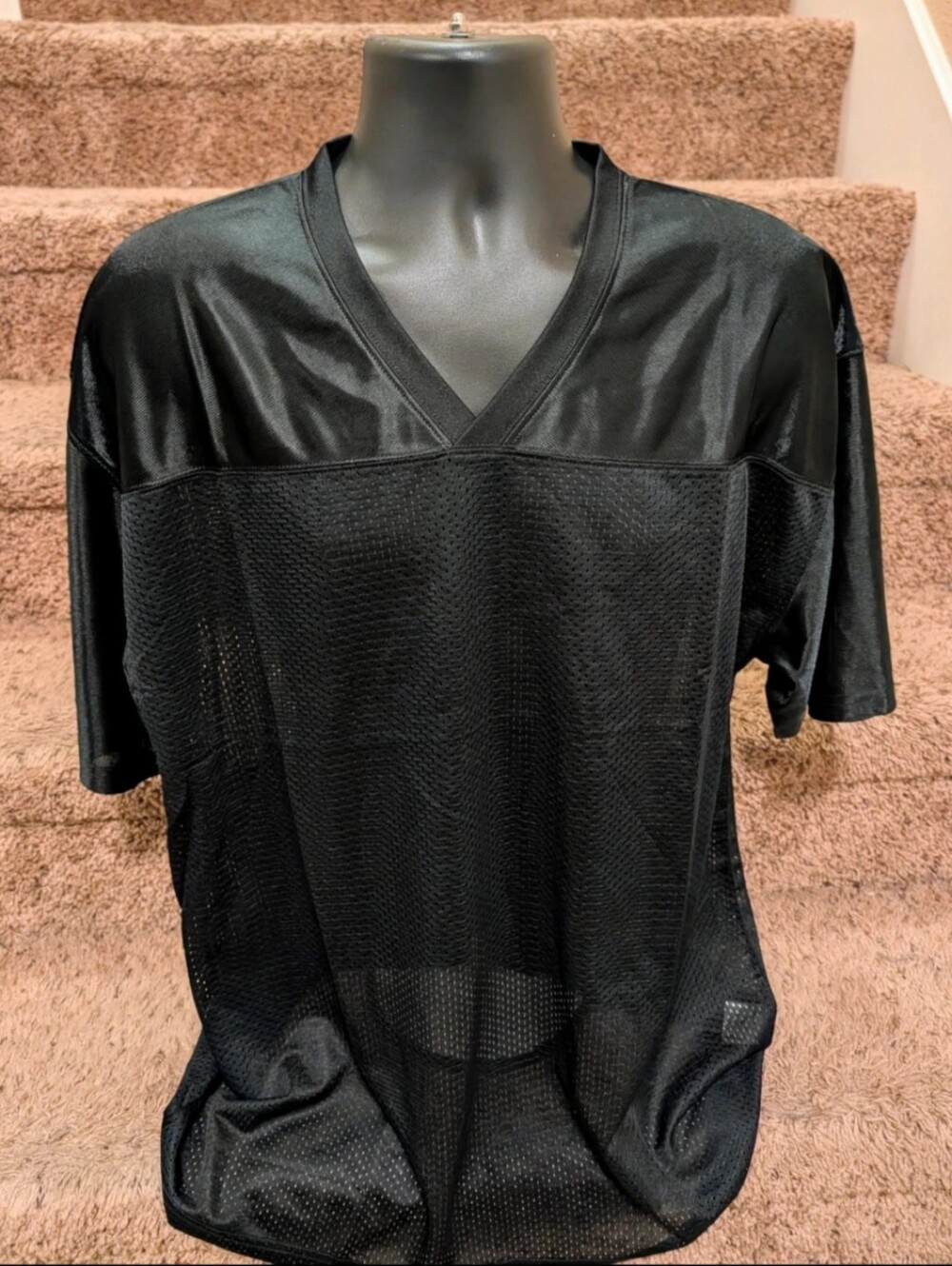 Men's Sport-Tek Black V-Neck Mesh Athletic Jersey